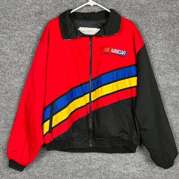 VTG 90s XL Men’s‎ NASCAR Quilted Embroidered Jacket Multicolor Made In USA LOGO - Picture 2 of 11